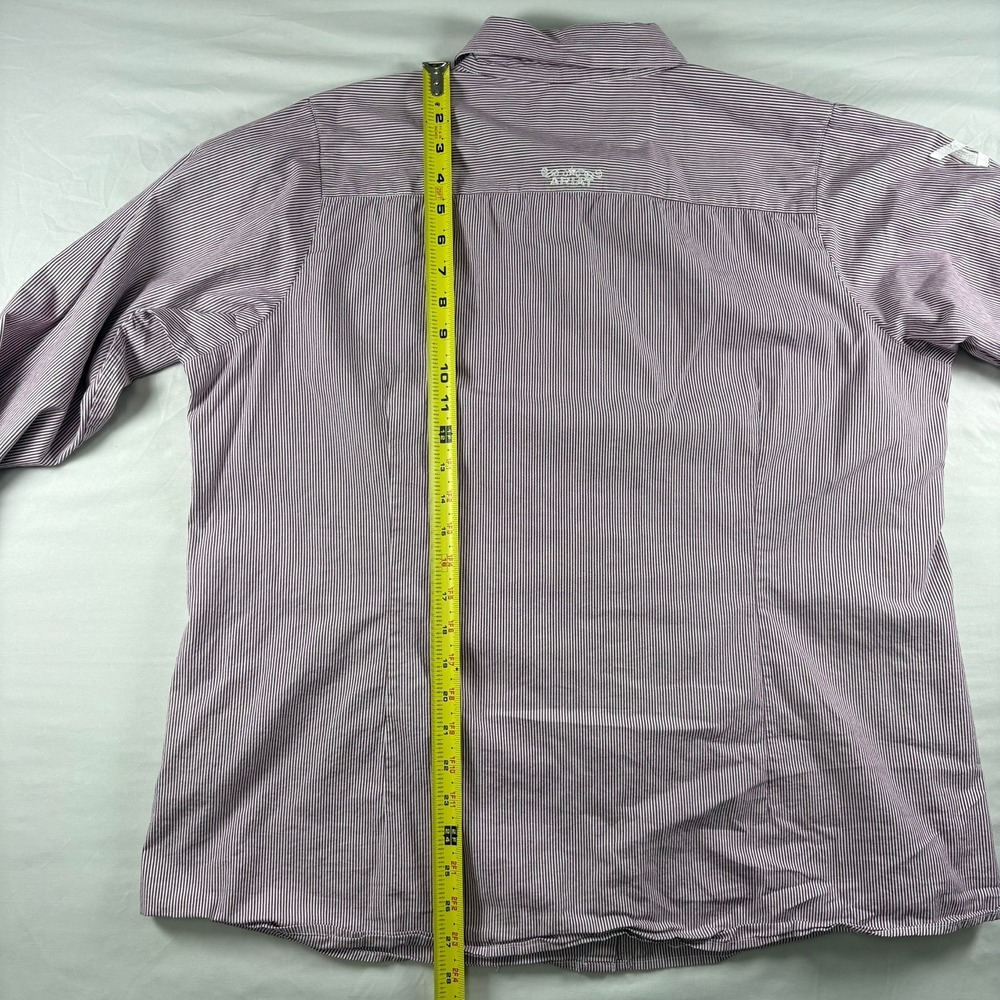 Ariat ReAL Button Down Shirt‎ Womens 1X Purple Striped Logo Sleeve Western - Picture 10 of 12